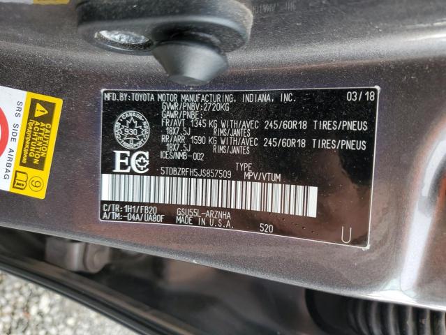 2018 TOYOTA HIGHLANDER - 5TDBZRFH5JS857509