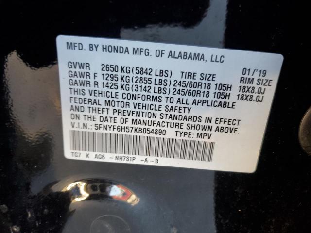 VIN 5FNYF6H57KB054890 2019 HONDA PILOT no.14