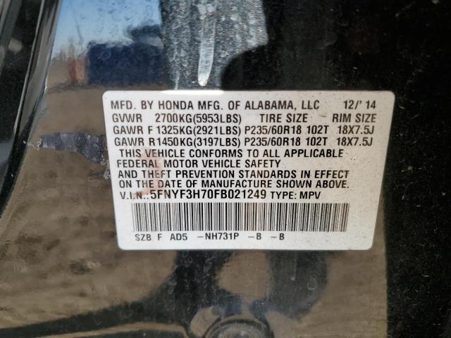 VIN 5FNYF3H70FB021249 2015 HONDA PILOT no.13