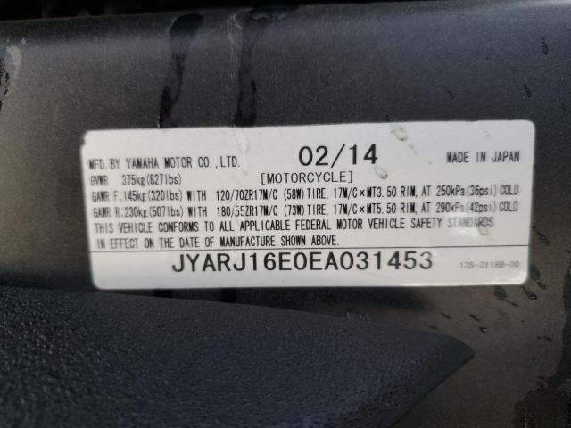 2014 YAMAHA YZFR6 JYARJ16E0EA031453