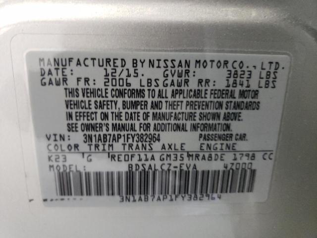 VIN 3N1AB7AP1FY382964 2015 Nissan Sentra, S no.12