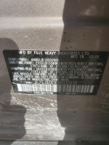 2016 SUBARU FORESTER 2 - JF2SJADCXGH500938