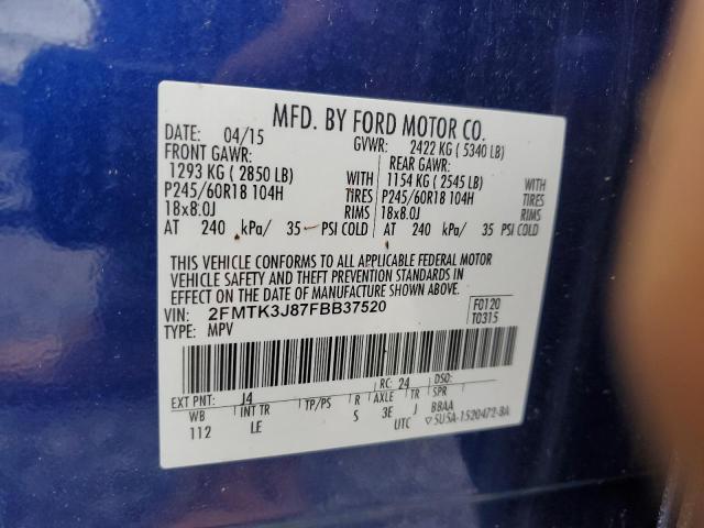 VIN 2FMTK3J87FBB37520 2015 Ford Edge, Sel no.14