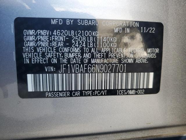 2022 SUBARU WRX PREMIU - JF1VBAF66N9027701