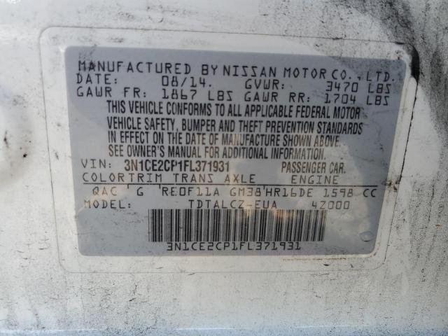 VIN 3N1CE2CP1FL371931 2015 Nissan Versa, S no.12