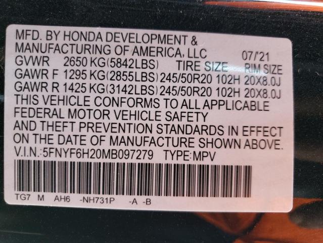 2021 HONDA PILOT SE - 5FNYF6H20MB097279