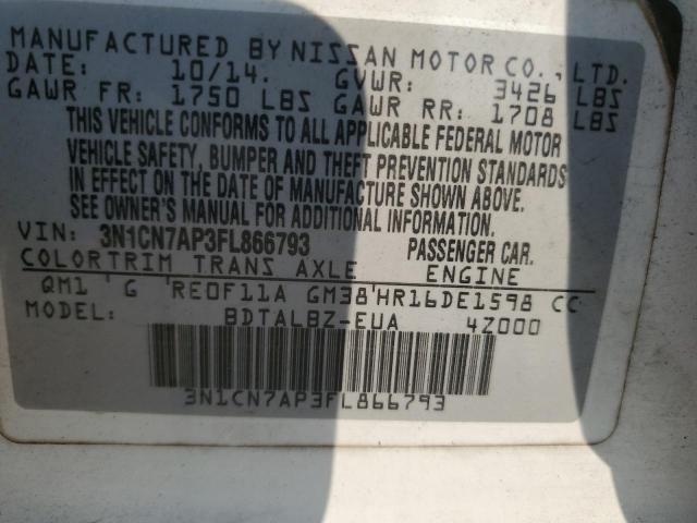 VIN 3N1CN7AP3FL866793 2015 Nissan Versa, S no.12