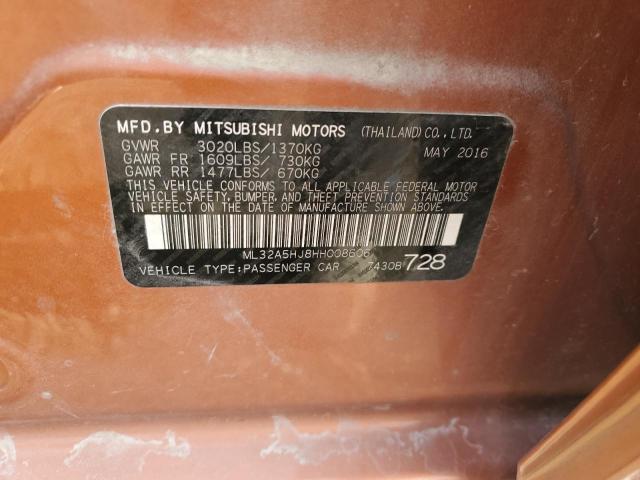 2017 MITSUBISHI MIRAGE GT ML32A5HJ8HH008606