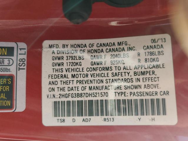 VIN 2HGFG3B87DH521570 2013 Honda Civic, EX no.12