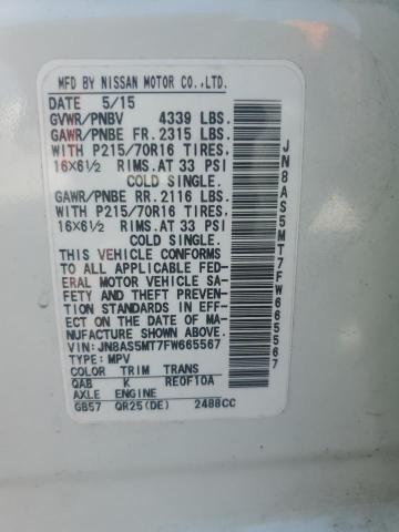2015 NISSAN ROGUE SELE - JN8AS5MT7FW665567