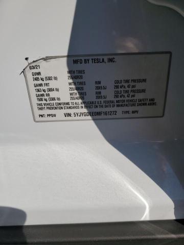 VIN 5YJYGDEE0MF161272 2021 Tesla MODEL Y no.12