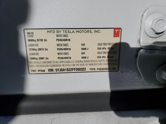 2015 TESLA MODEL S 70 5YJSA1S22FF090322