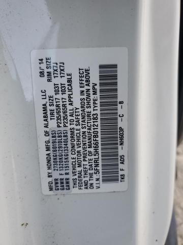 VIN 5FNRL5H66FB012183 2015 Honda Odyssey, Exl no.14