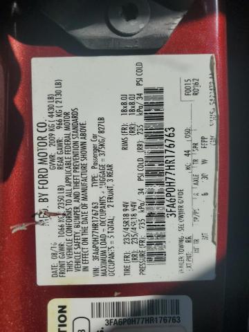 VIN 3FA6P0H77HR176763 2017 Ford Fusion, SE no.12