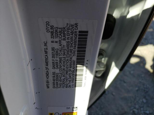 VIN 1HGCV3F59LA015597 2020 Honda Accord, Hybrid Exl no.12