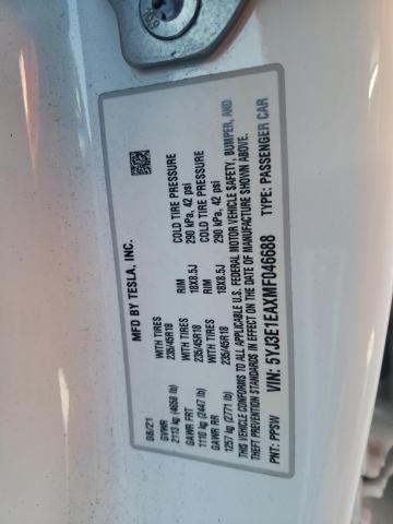 2021 TESLA MODEL 3 - 5YJ3E1EAXMF046688
