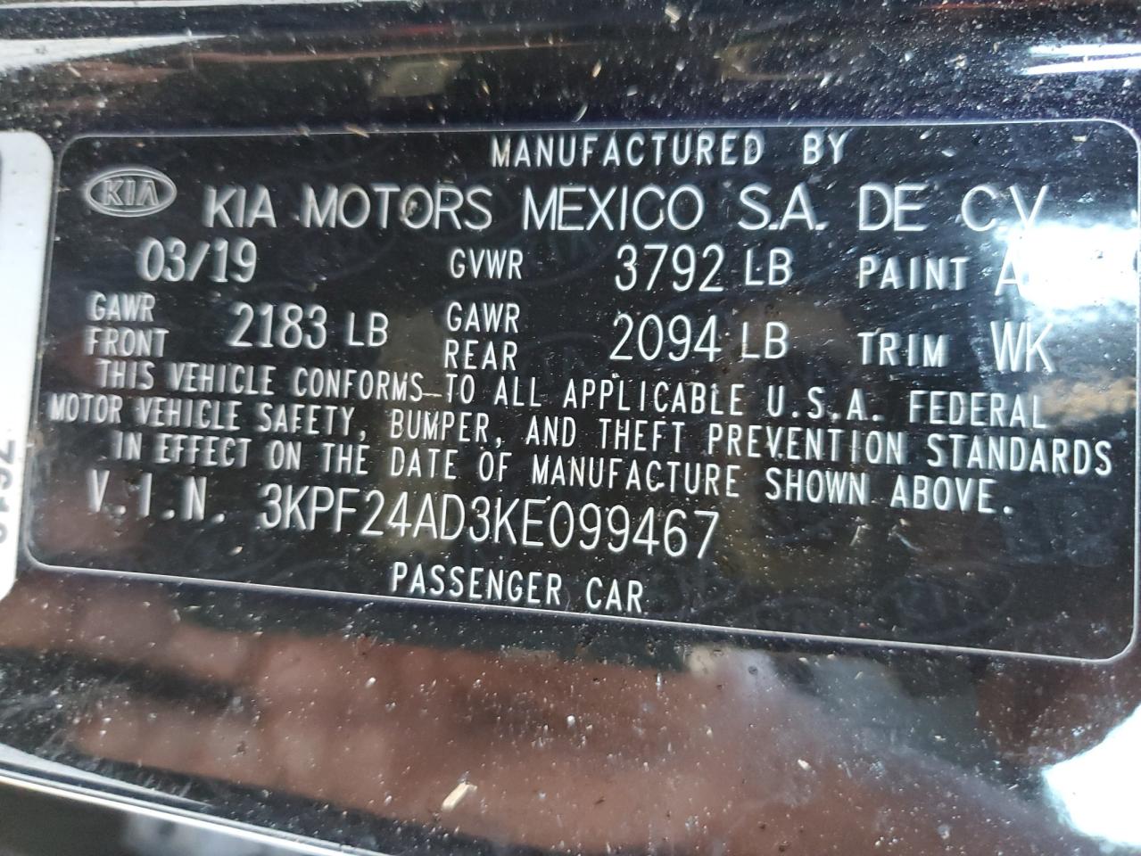 Lot #2977084386 2019 KIA FORTE FE