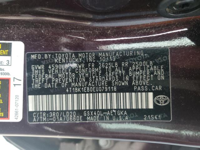 VIN 4T1BK1EB0EU079118 2014 Toyota Avalon, Base no.13