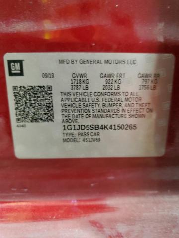 VIN 1G1JD5SB4K4150265 2019 CHEVROLET SONIC no.13