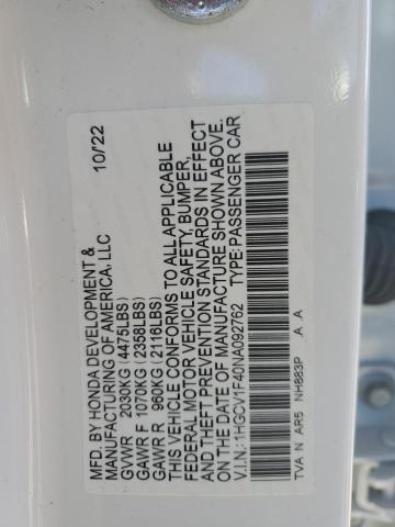2022 HONDA ACCORD SPO - 1HGCV1F40NA092762