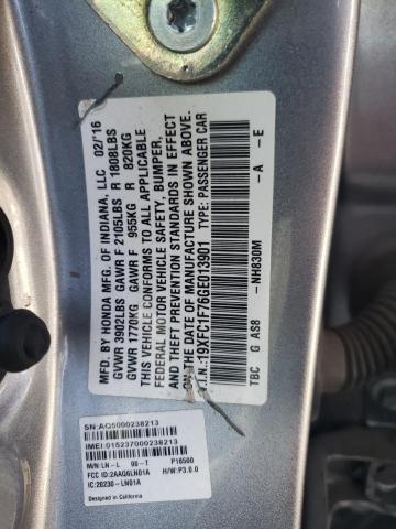 2016 HONDA CIVIC EXL - 19XFC1F76GE013901