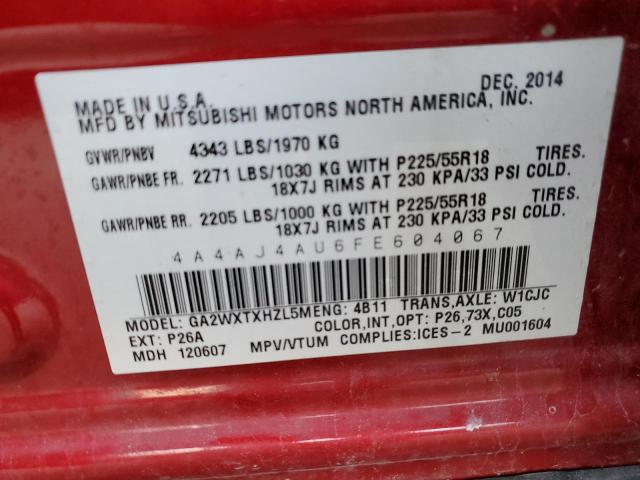 2015 MITSUBISHI RVR GT 4A4AJ4AU6FE604067