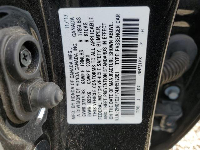 2018 HONDA CIVIC EX - 2HGFC2F74JH512361