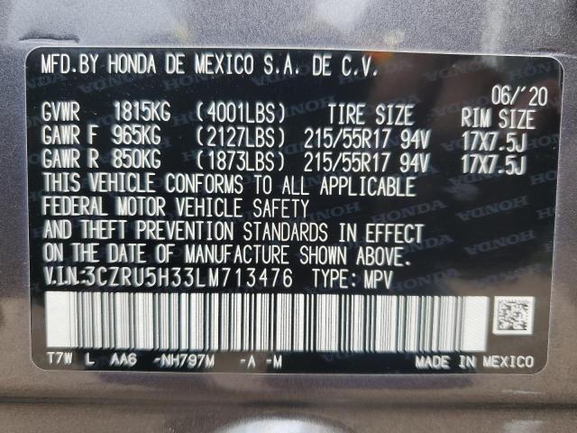 VIN 3CZRU5H33LM713476 2020 Honda HR-V, LX no.11