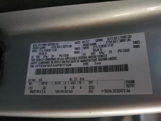 2017 FORD F150 SUPER - 1FTEW1EFXHFB17326