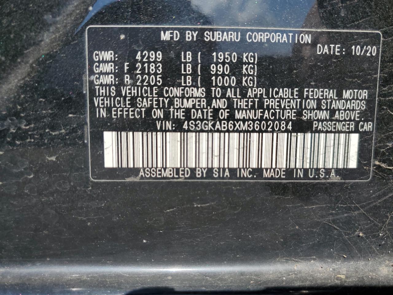 Lot #2986908787 2021 SUBARU IMPREZA