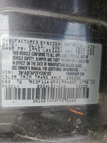 VIN 3N1AB7AP2FY296160 2015 Nissan Sentra, S no.12