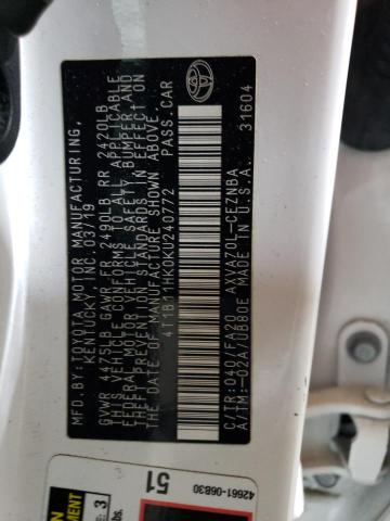 2019 TOYOTA CAMRY L - 4T1B11HK0KU240772