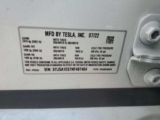 2022 TESLA MODEL S - 5YJSA1E57NF487464