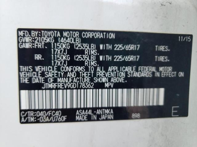 VIN JTMRFREV9GD178362 2016 Toyota RAV4, Xle no.13