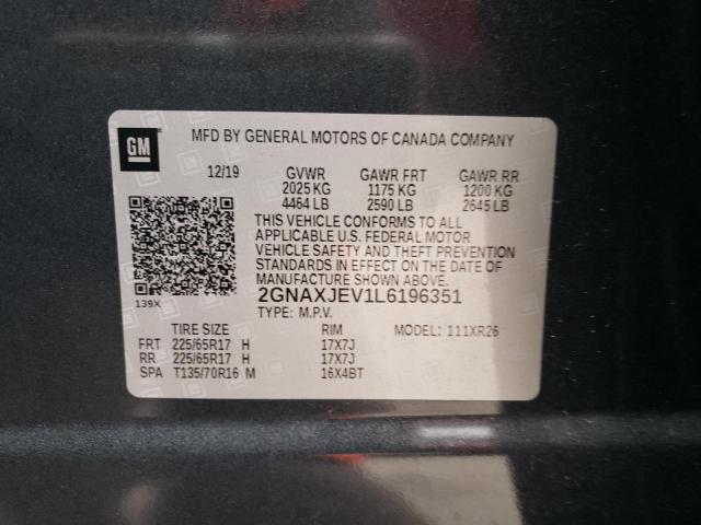 2020 CHEVROLET EQUINOX LT - 2GNAXJEV1L6196351