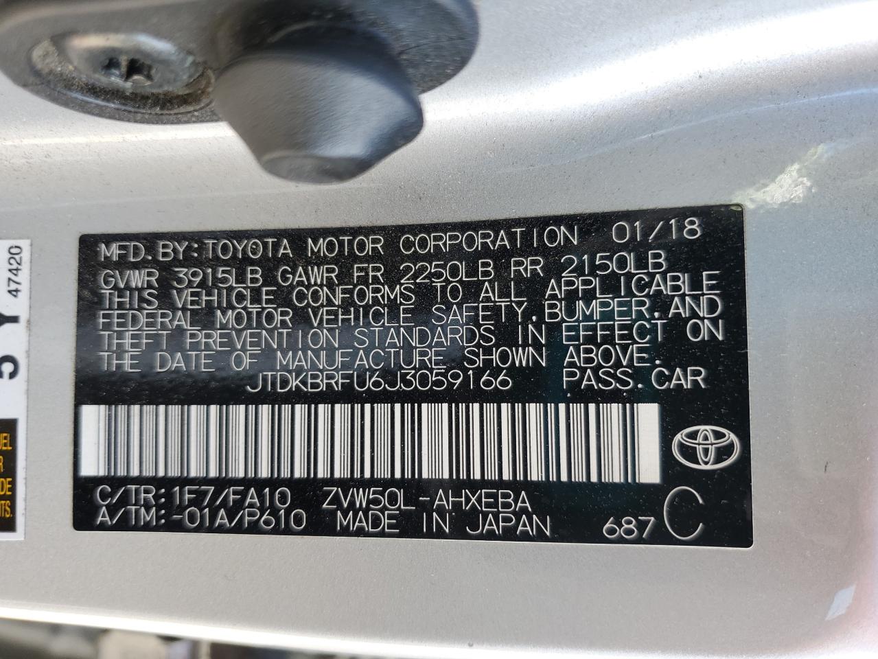 Lot #2926559363 2018 TOYOTA PRIUS