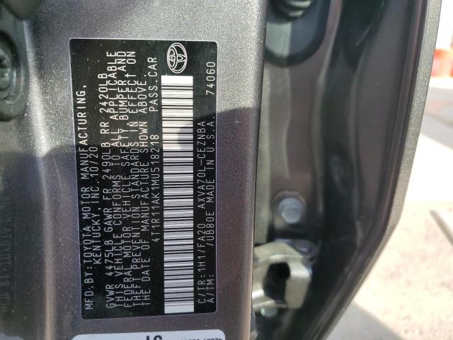 VIN 4T1R11AK1MU518218 2021 Toyota Camry, LE no.12