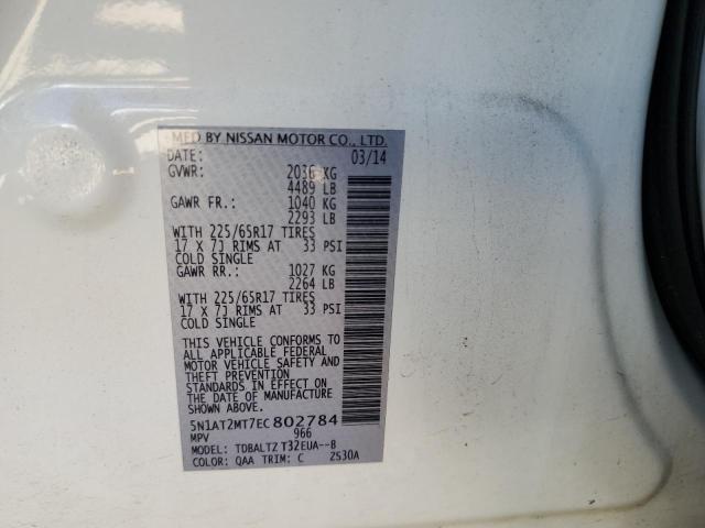 VIN 5N1AT2MT7EC802784 2014 Nissan Rogue, S no.13