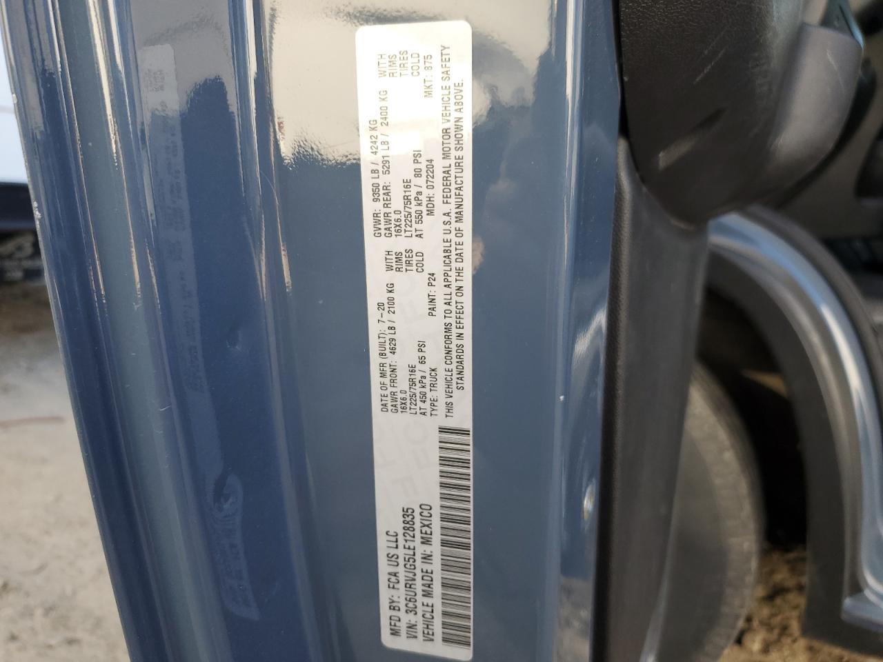 Lot #2991657055 2020 RAM PROMASTER