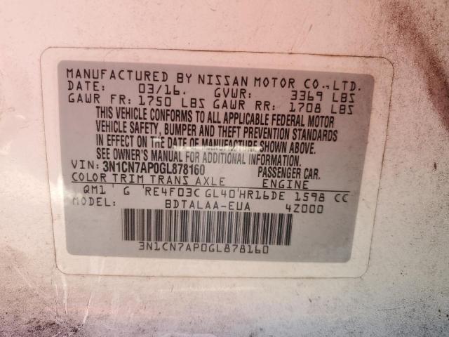 VIN 3N1CN7AP0GL878160 2016 Nissan Versa, S no.13