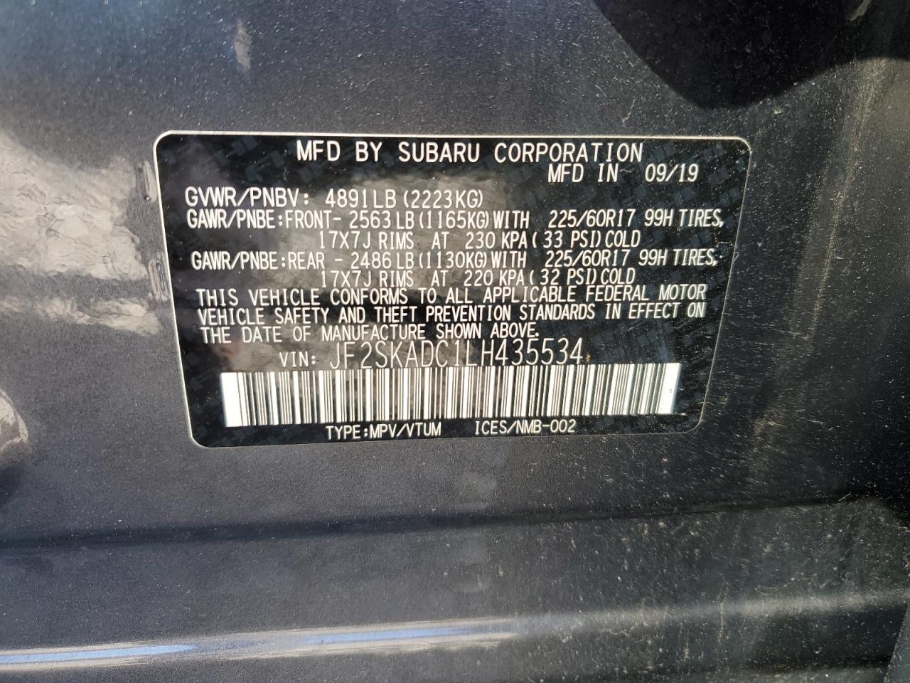 Lot #2940781347 2020 SUBARU FORESTER