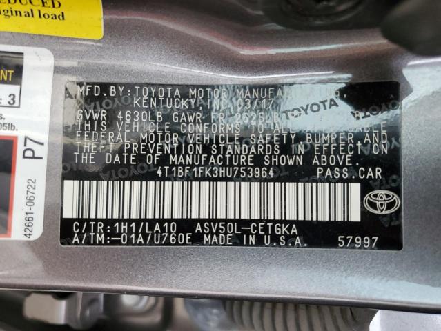 2017 TOYOTA CAMRY LE - 4T1BF1FK3HU753964