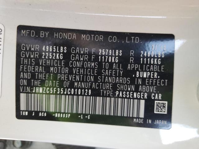 VIN JHMZC5F35JC010129 2018 HONDA CLARITY no.12