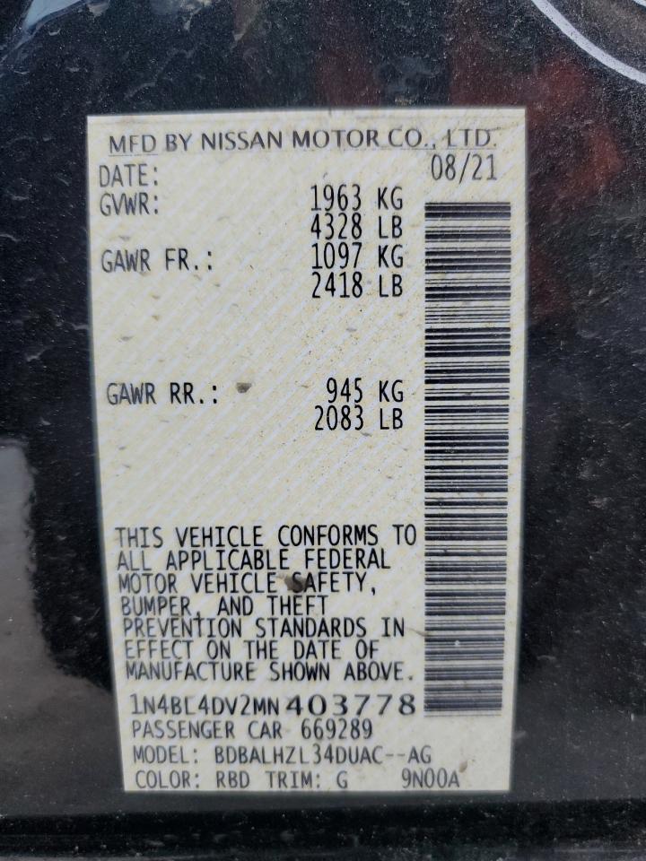 Lot #2994168336 2021 NISSAN ALTIMA SV