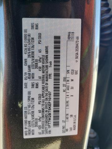 2019 FORD F250 SUPER - 1FT7W2BT5KEF10107