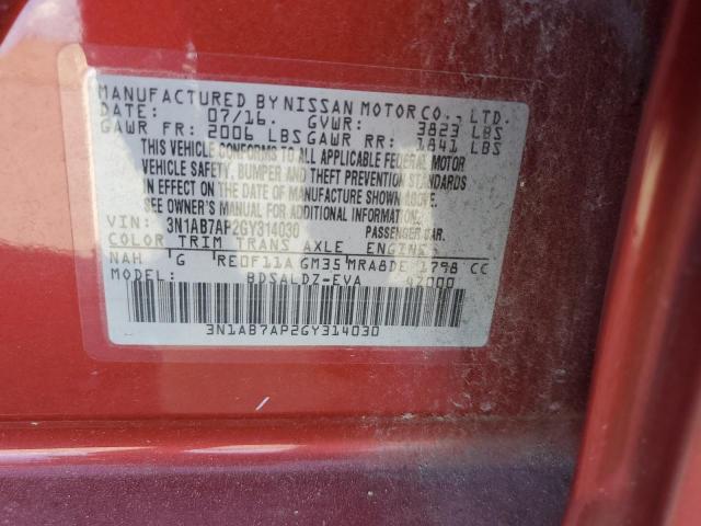 VIN 3N1AB7AP2GY314030 2016 Nissan Sentra, S no.12