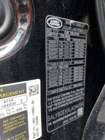 2020 LAND ROVER RANGE ROVE - SALYB2EXXLA244356
