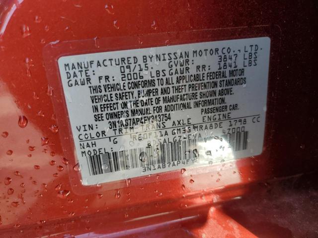 VIN 3N1AB7AP4FY343754 2015 Nissan Sentra, S no.12