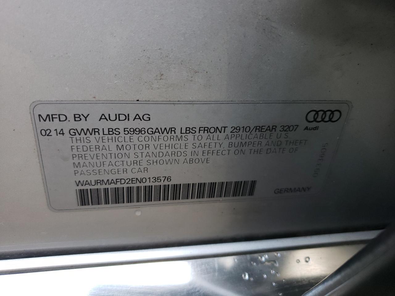 Lot #2942904332 2014 AUDI A8 L TDI Q