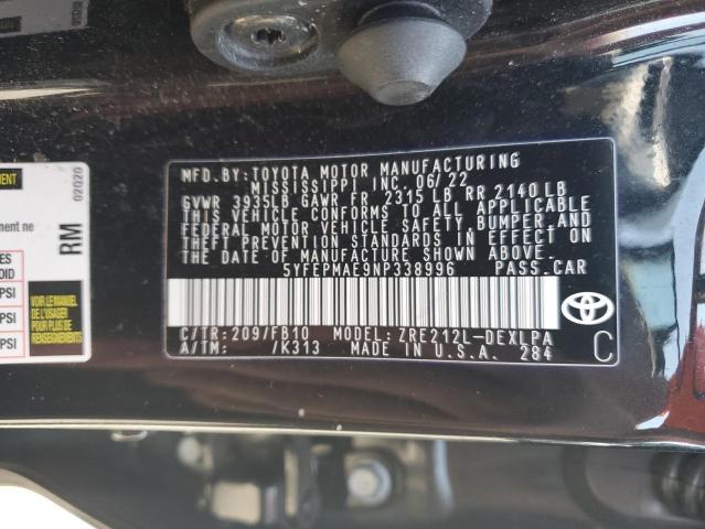 VIN 5YFEPMAE9NP338996 2022 Toyota Corolla, LE no.12